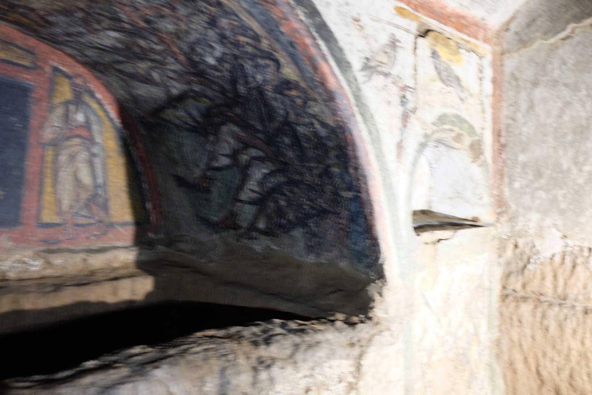 Bummed this one is blurry, this was a sneak shot at one of the frescos adorning a sarcophogus.